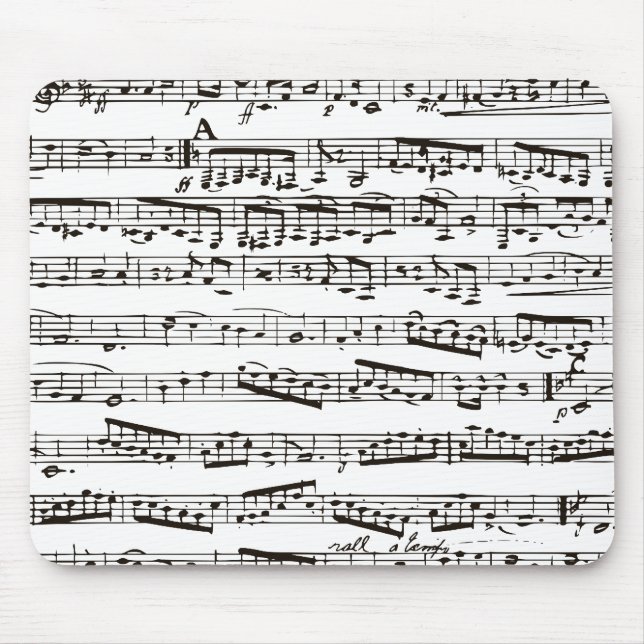 Black and white musical notes mouse pad (Front)
