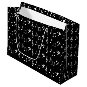 Black and White Musical Notes Musician Large Gift Bag