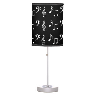 Black and White Musical Notes Musician Table Lamp