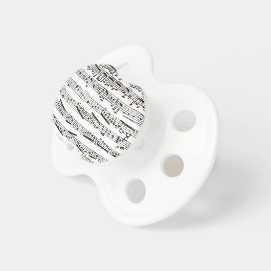 Black and white musical notes pacifier (Front Right)