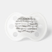 Black and white musical notes pacifier (Front)