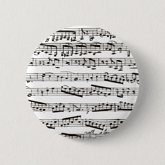 Black and white musical notes pinback button (Front)