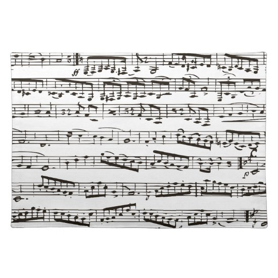 Black and white musical notes placemat