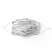 Black and White Musical Notes Sheet Music Adult Cloth Face Mask