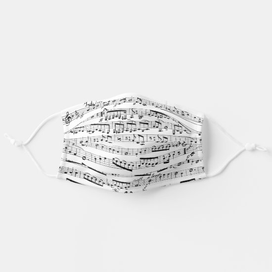 Black and White Musical Notes Sheet Music Cloth Face Mask