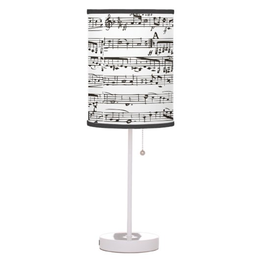 Black and white musical notes table lamp (Left)