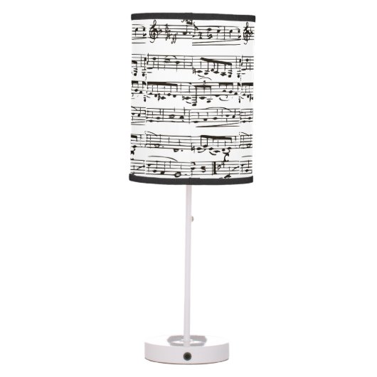 Black and white musical notes table lamp (Back)