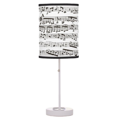 Black and white musical notes table lamp