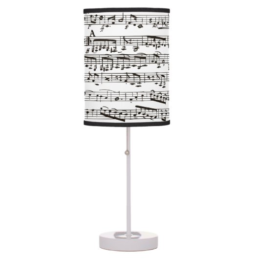 Black and white musical notes table lamp (Front)