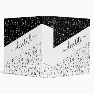 Black and white musical personalized 3 ring binder