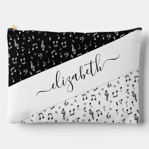 Black and white musical personalized   accessory pouch
