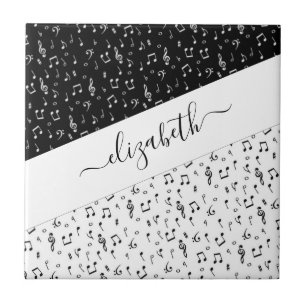 Black and white musical personalized   ceramic tile