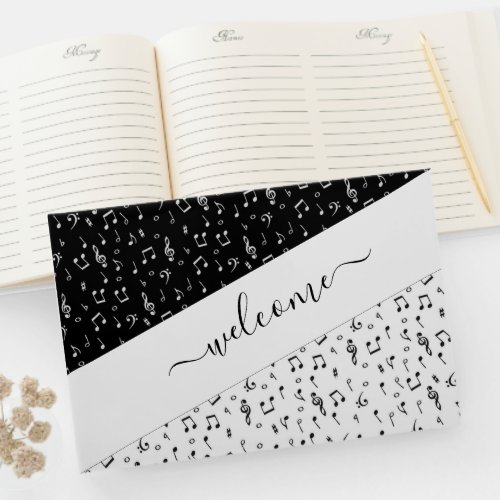 Black and white musical personalized  guest book