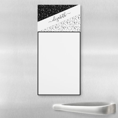 Black and white musical personalized   magnetic notepad