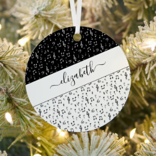 Black and white musical personalized metal ornament