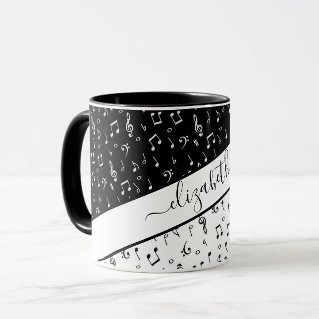 Black and white musical personalized mug (Front Left)