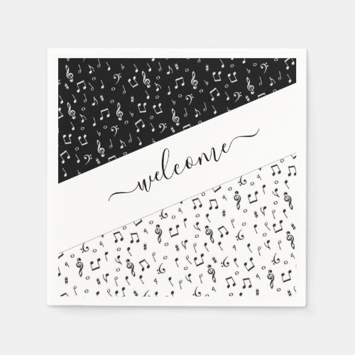Black and white musical personalized  napkins