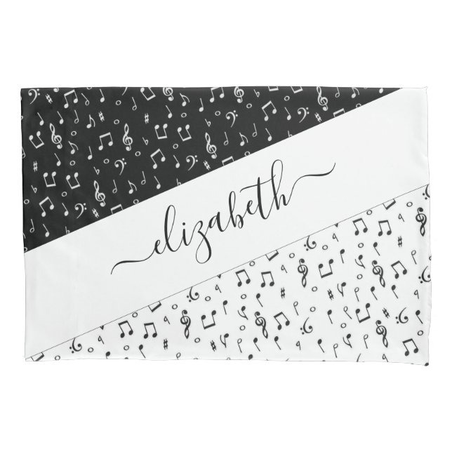 Black and white musical personalized   pillow case (Front)