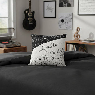 Black and white musical personalized throw pillow