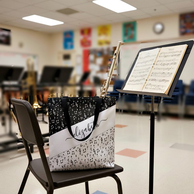 Black and white musical personalized   tote bag (Creator Uploaded)
