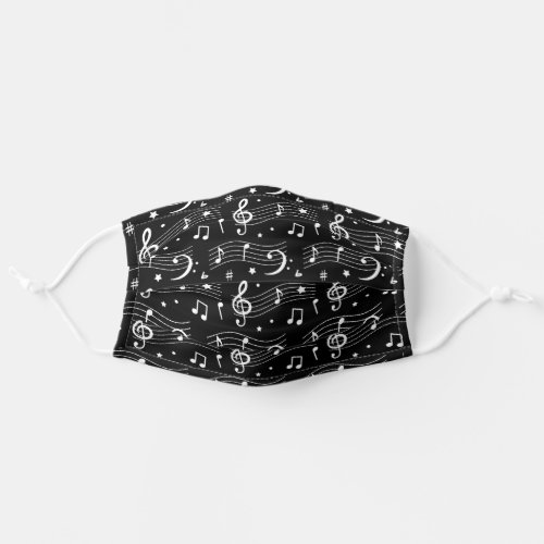 Black and White Musical Symbols Pattern Adult Cloth Face Mask