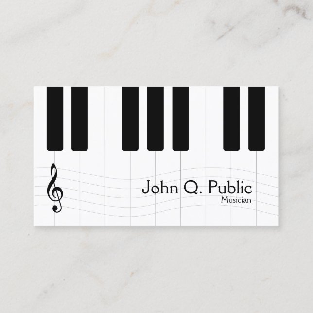 Black and White Musician Piano Business Card (Front)