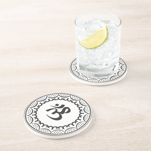 Black And White Muslim Religious Symbol Sandstone Coaster