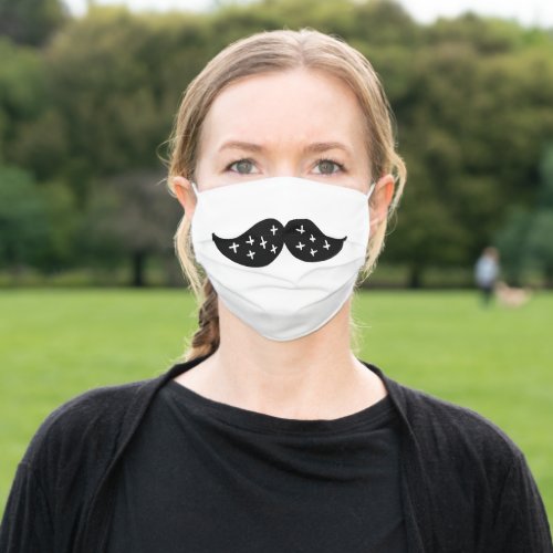 Black and White Mustache Funny Cute Kids Joke Adult Cloth Face Mask