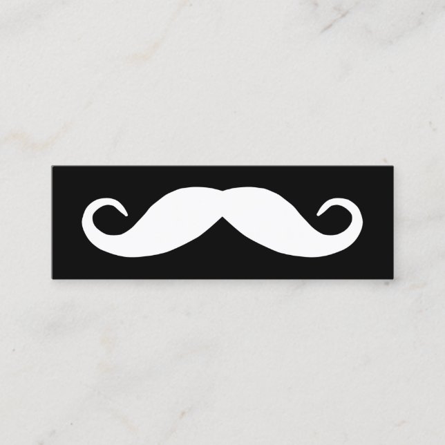 Black and White Mustache Mini Business Card (Front)