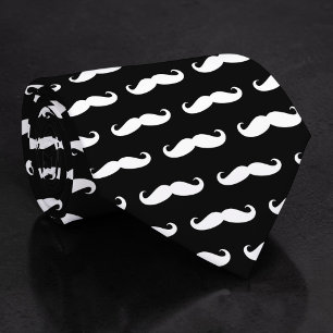 Black and White Mustache Necktie Tie