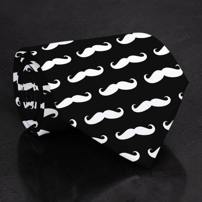 Black and White Mustache Necktie Tie (Creator Uploaded)