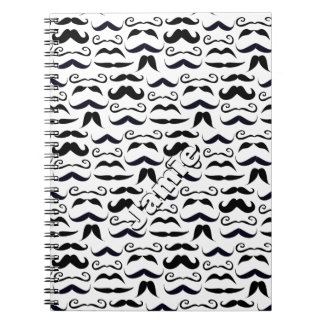 Black and White Mustache Pattern Notebook