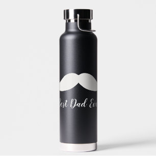 Black and White Mustache  Water Bottle
