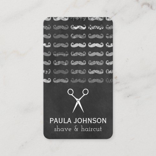 Black and White Mustaches Pattern Business Card