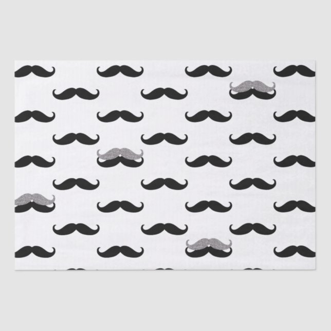 Black and White Mustaches Tissue Paper (Front)