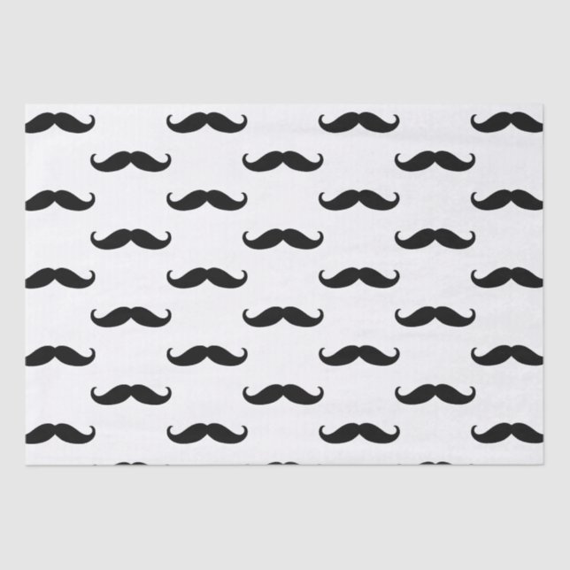 Black and White Mustaches Tissue Paper (Front)