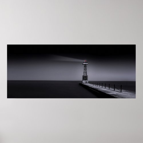 Black and White Mystical Lighthouse Poster
