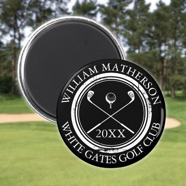 Black and White Name And Club Name Date Magnet (Black and White Name And Club Name Date Magnet)