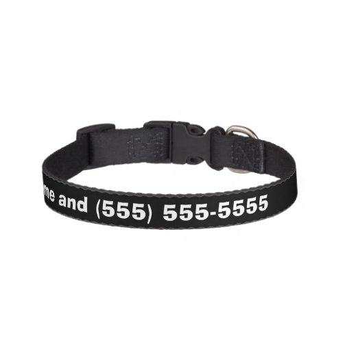 Black and White Name and Number Pet Collar