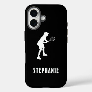 Black And White Name Female Tennis Player Racket iPhone 16 Case