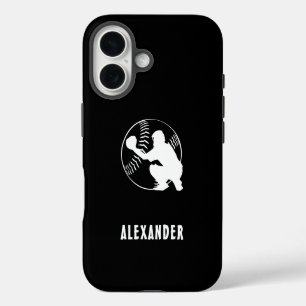 Black And White Name Male Player Baseball Catcher iPhone 16 Case