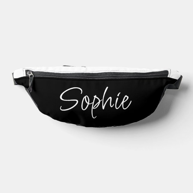 Black and White Name Typography Fanny Pack (Lay Down)
