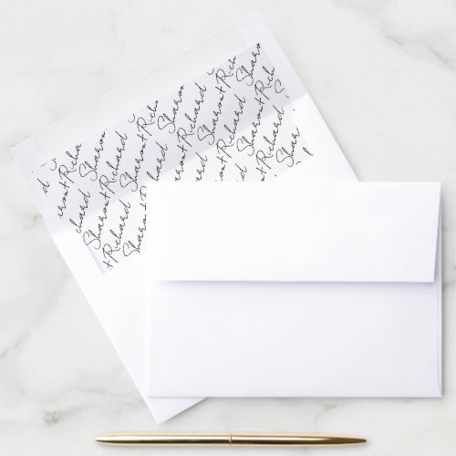 Black and white names calligraphy wedding envelope envelope liner