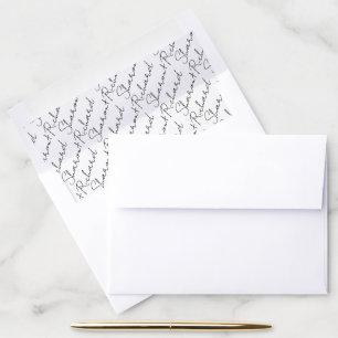 Black and white names calligraphy wedding envelope liner