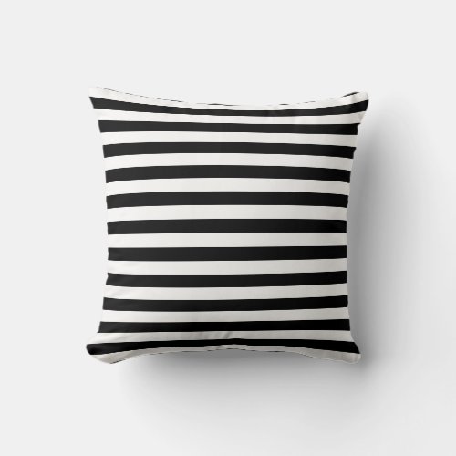 Black and White Narrow Stripes Throw Pillow