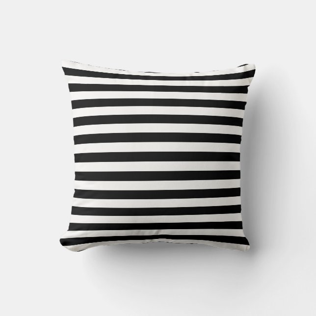 Black and White Narrow Stripes Throw Pillow (Front)