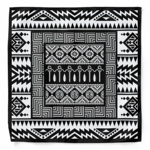 Black and White Native Patterns Bandana