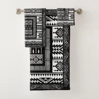 Geometric Black White And Turquoise Tribal Aztec Hand Towel Bath