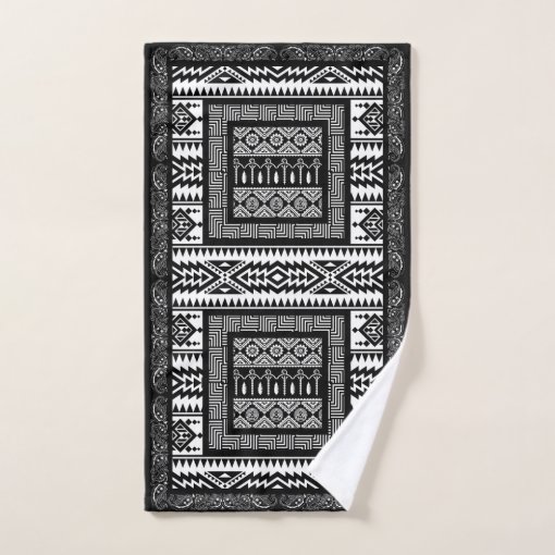Black and White Native Patterns Bath Towel Set Zazzle