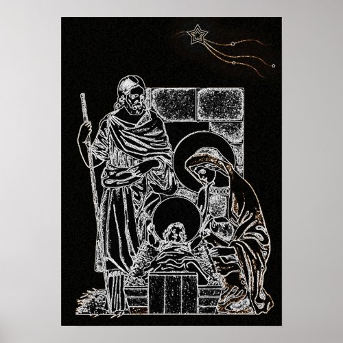 Black and White Nativity Poster